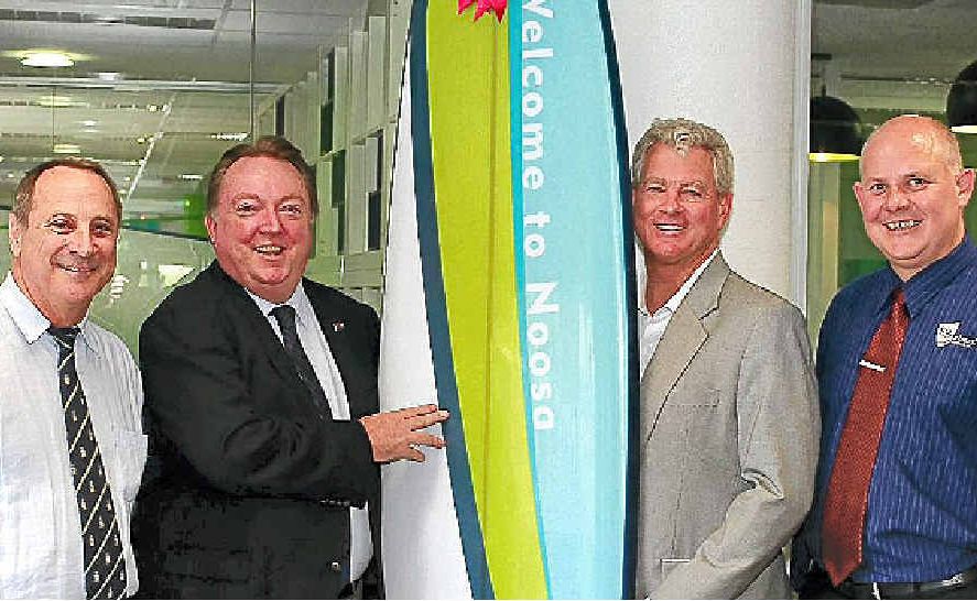 Pro Vice Chancellor Professor Kevin Tickle, Noosa MP Glen Elmes, Cr Lew Brennan and Vice Chancellor and president of CQU Professor Scott Bowman celebrate CQU’s $2.5 million investment into the expansion of its Noosa campus. Pro Vice Chancellor Professor Kevin Tickle, Noosa MP Glen Elmes, Cr Lew Brennan and Vice Chancellor and president of CQU Professor Scott Bowman celebrate CQU’s $2.5 million investment into the expansion of its Noosa campus.